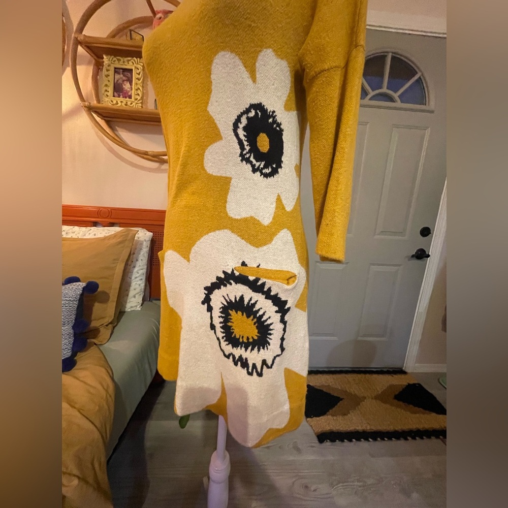 🍄Mustard Yellow Mini Knit Sweater Dress🍄🟫 - Picture 7 of 8